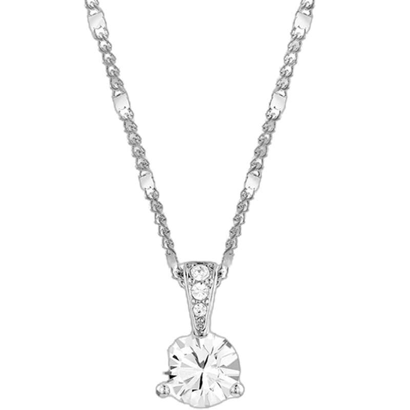 施华洛世奇(Swarovski) 人造水晶 女士单钻水晶项链 欧美风格 送恋人 镀白金色