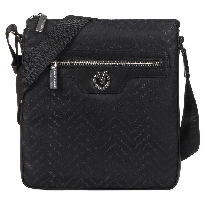VERSACE JEANS 范思哲 男士黑色聚酯纤维波纹薄款斜挎包 E1YTBB36 70893 899