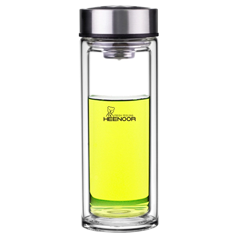 希诺 XN-7080 双层玻璃杯 270ml 便携家用茶杯子带过滤网商务办公水杯 (单位:个)