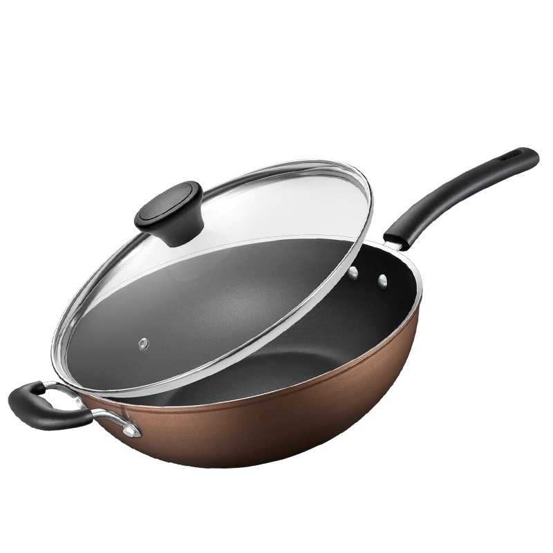 爱仕达(ASD)炒锅不粘锅 燃气炉、电磁炉、煤气炉通用款锅子 不沾锅厨房炒菜锅锅具 32cm EC8332E 送木铲