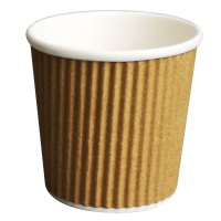 木木公主 牛皮纸竖瓦楞一次性纸杯 4oz 50只无盖140ml 防烫商用一次性奶茶杯打包杯子网红热饮杯
