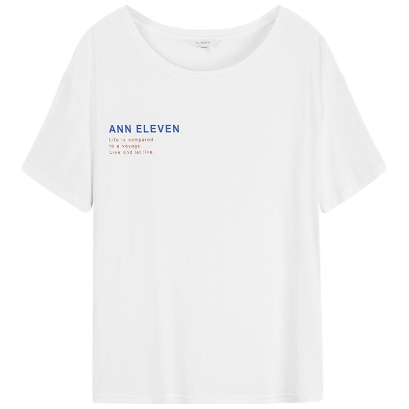 拉夏贝尔白色短袖T恤女夏装新款韩版原宿风宽松ins半袖常规百搭上衣潮