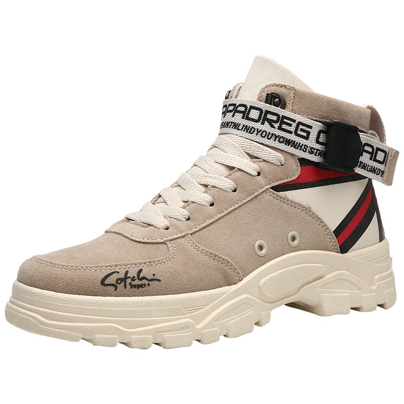 博迈伦男靴保暖系带马丁靴绒面工装靴潮流时尚高帮鞋JL-KD961