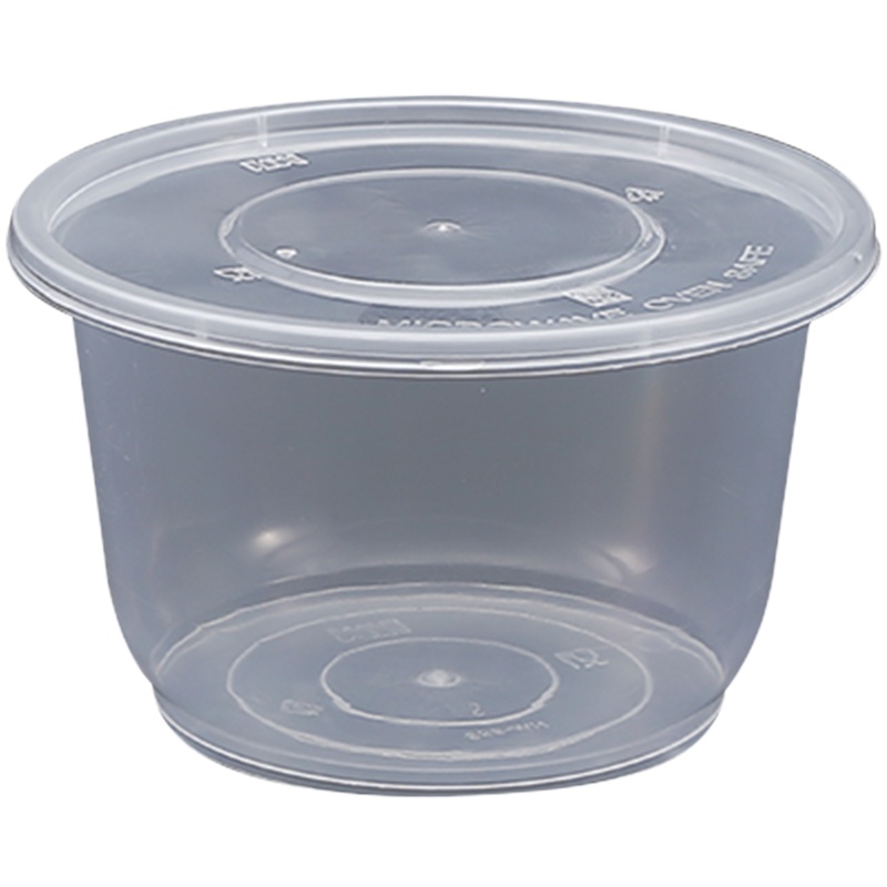 圆形1000ML一次性餐盒塑料打包加厚透明外卖饭盒快餐便当汤碗带盖 300套/箱(整箱销售)