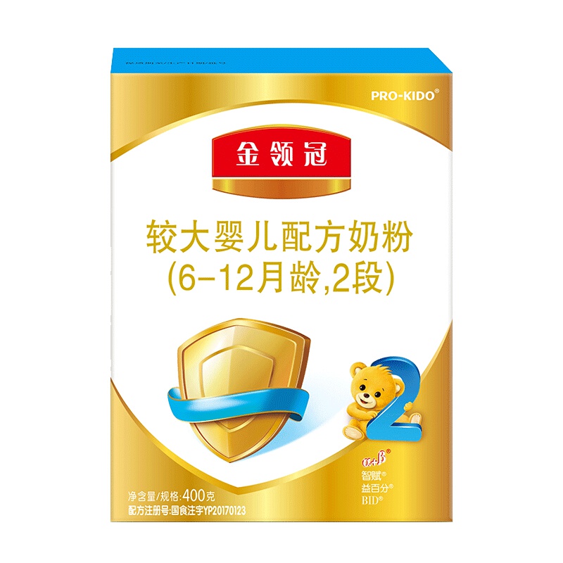 伊利奶粉 金领冠系列 较大婴儿配方奶粉 2段400克(6-12个月较大婴儿适用)