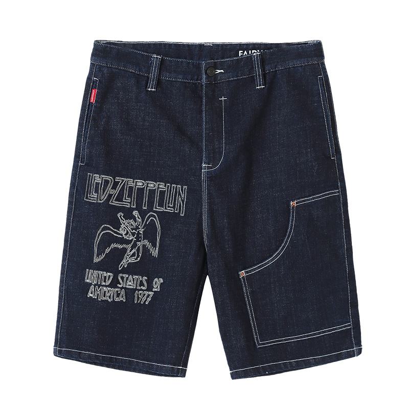 马克华菲夏新款商场同款潮流宽松阔腿五分裤男士牛仔短裤