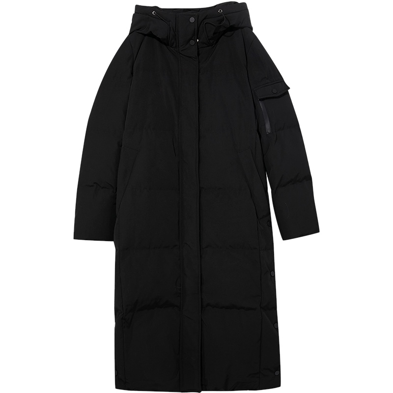 伊布都ibudu2020冬季新款立领连帽字母印花中长款温暖羽绒服女