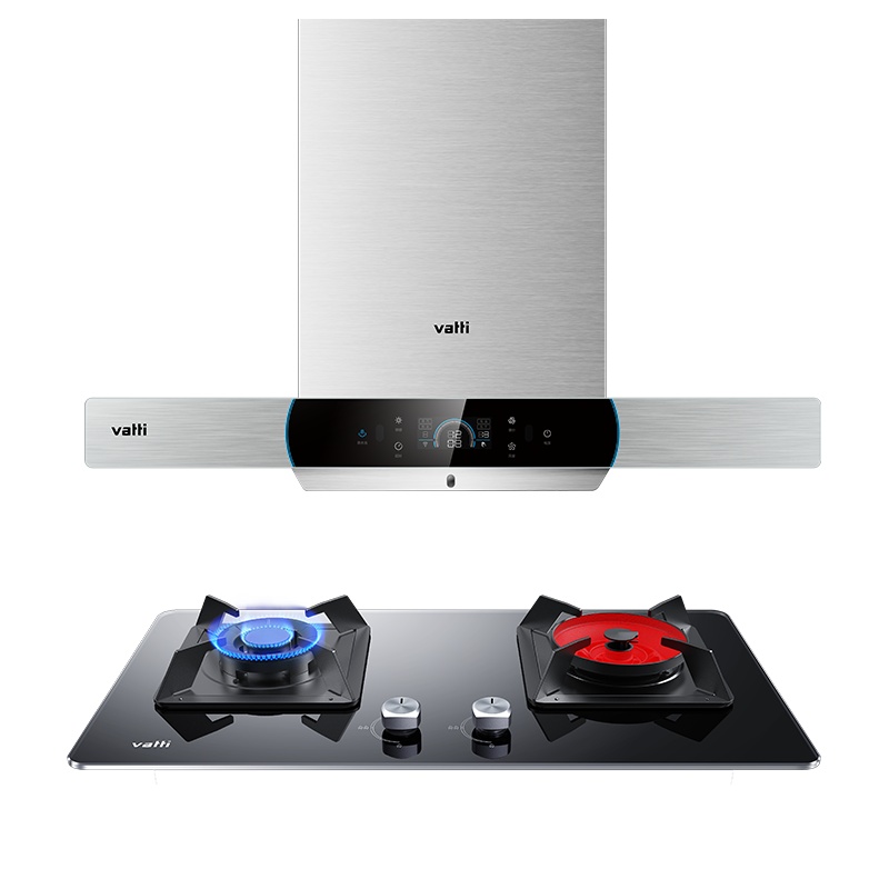 华帝(vatti)21立方欧式油烟机灶具套餐i11124+01B天然气挥手智控高端蒸水洗420Pa大风压1000℃鸳鸯灶