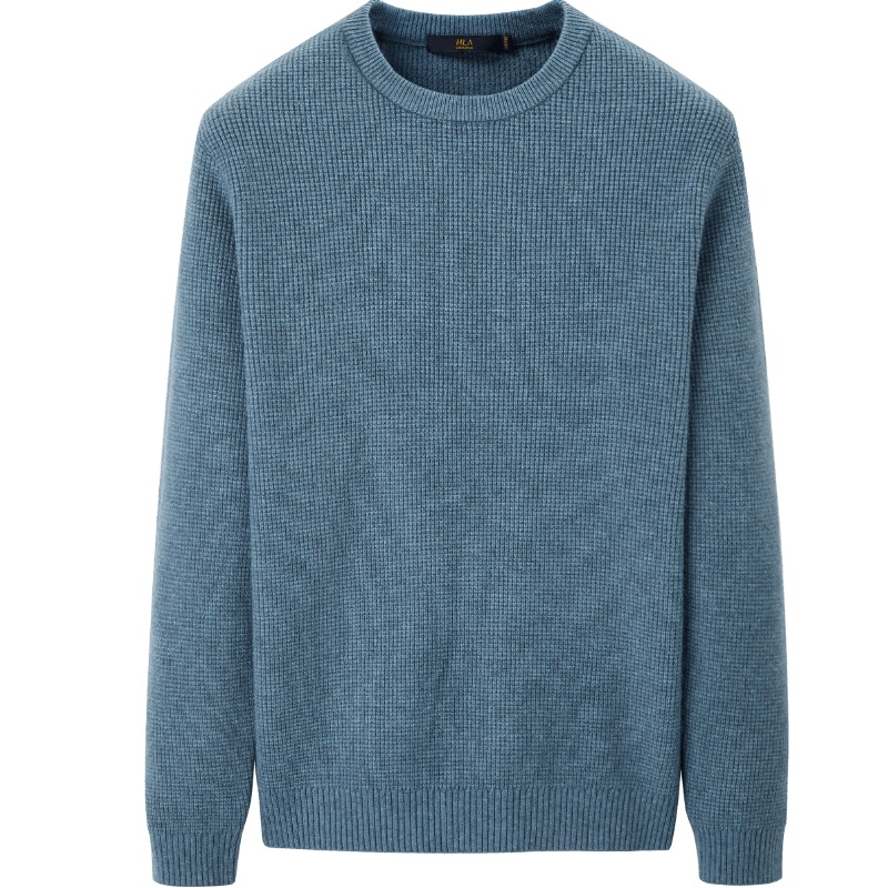 HLA海澜之家清新净色长袖针织衫2019冬季舒适圆领套头衫男HNZAD4R285A