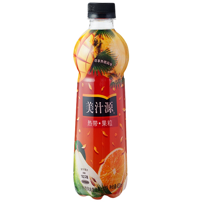 美汁源热带果粒复合果汁饮料 420ml*12瓶 PET 整箱装 可口可乐出品