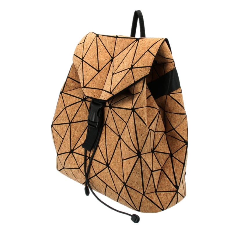 休闲女包几何图案菱格双肩包树纹树皮环保背包