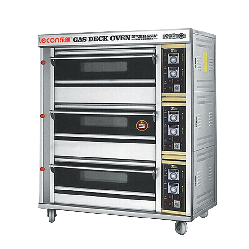 乐创(lecon)电烤箱商用大型披萨面包烘焙蛋糕蛋挞月饼燃气烘炉大烤箱机 三层六盘燃气烤炉