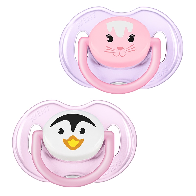 飞利浦 AVENT 新安怡卡通安抚奶嘴两个装女宝 硅胶材质6-9月 9-12月 12-18月 标准口径