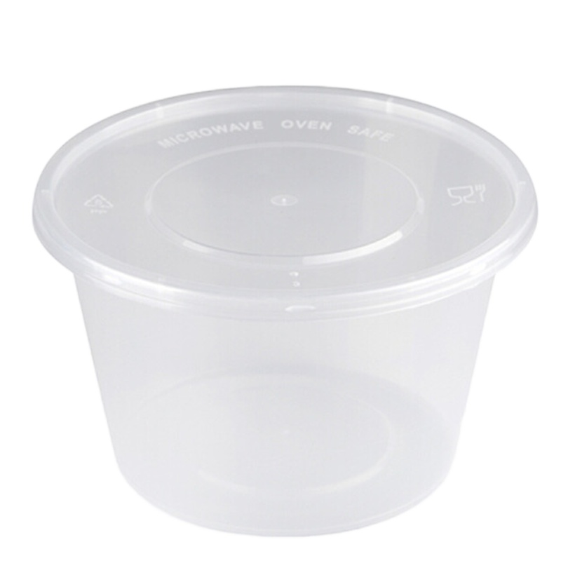 惠洁(huijie)一次性餐盒饭盒圆形汤碗塑料透明饭盒 圆碗450ML透明款1800套