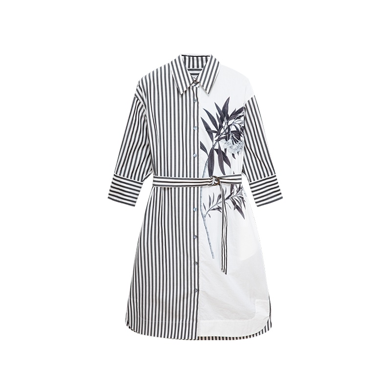 鄂尔多斯 | ERDOS春夏纯棉不对称图案女士连衣裙