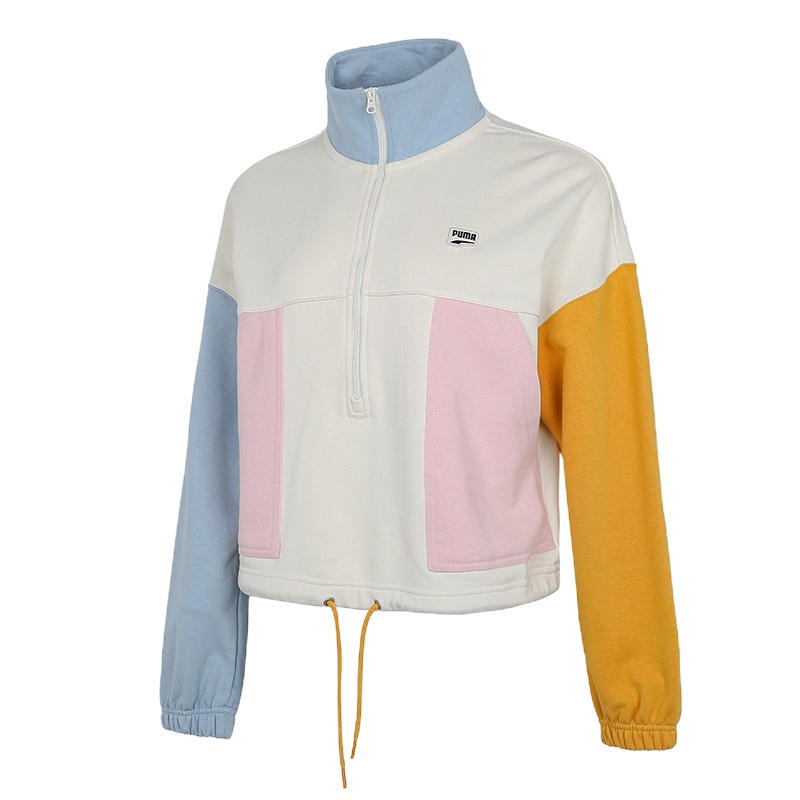 PUMA彪马女子卫衣2021秋季新款运动服立领宽松半拉链套头衫533051