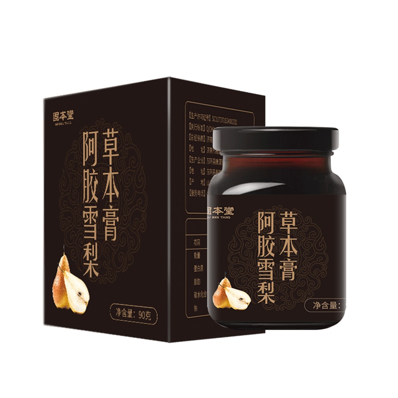 固本堂阿胶雪梨草本膏90g/瓶装 冰糖雪梨红枣蜂蜜糕冲饮 滋补膏方