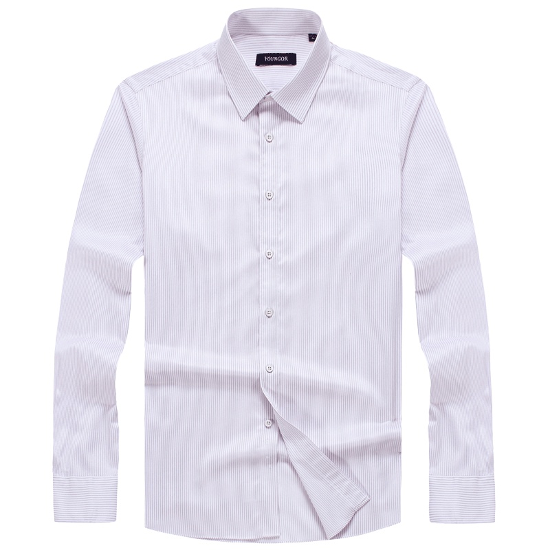 Youngor/雅戈尔春装长袖衬衫男DP免烫条纹商务休闲纯棉衬衫男6KJA