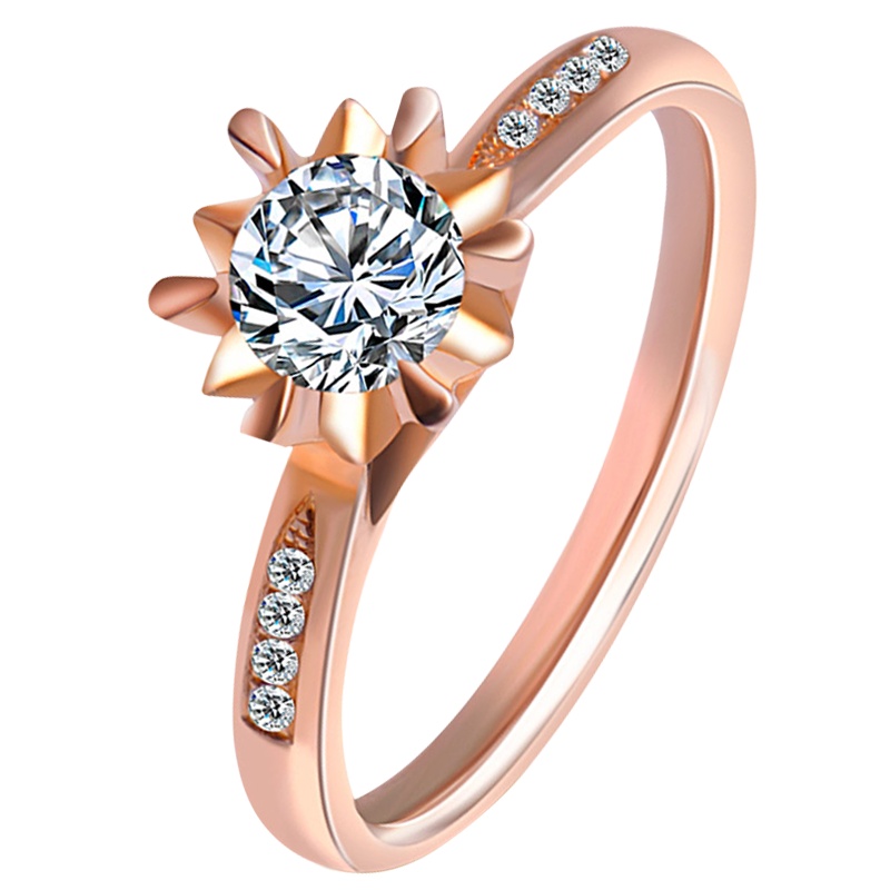 梦克拉 Mkela 18K金玫瑰金钻石女戒 求婚订婚戒指 莹彻55分 K-L 50-59分 K-M级