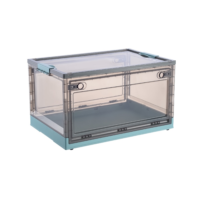 捷扣JEKO收纳箱家用玩具零食衣物整理筐透明折叠箱子衣服塑料储物盒带滑轮