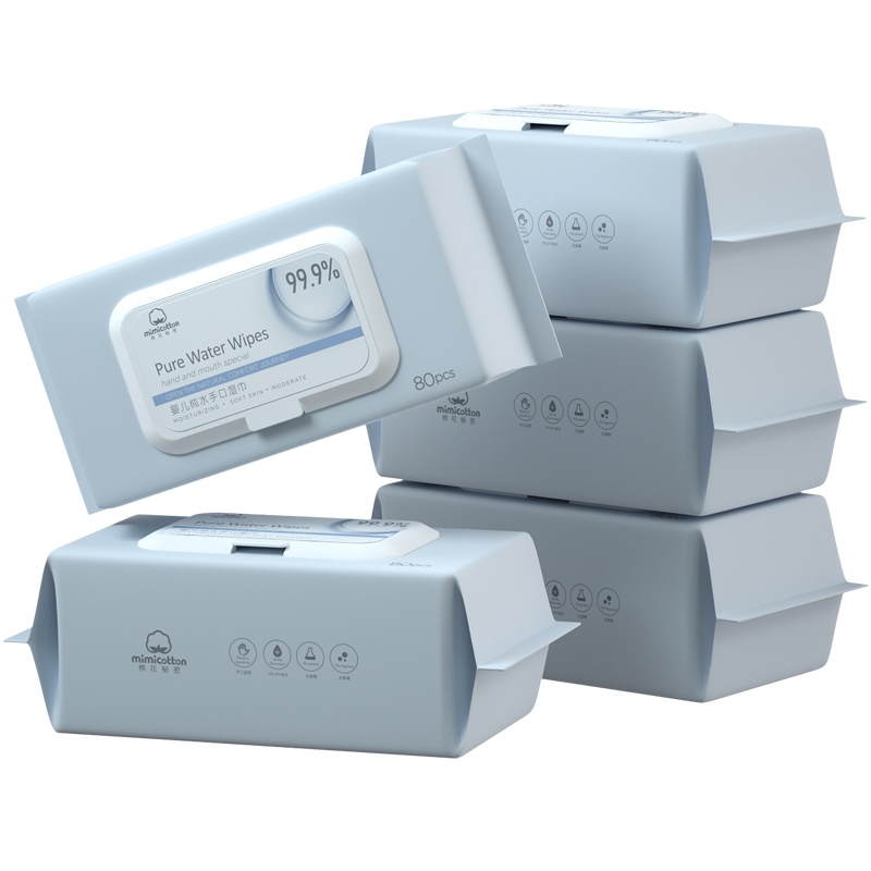 棉花秘密-新生儿婴幼儿纯水口手专用母婴幼儿童湿巾80抽*5