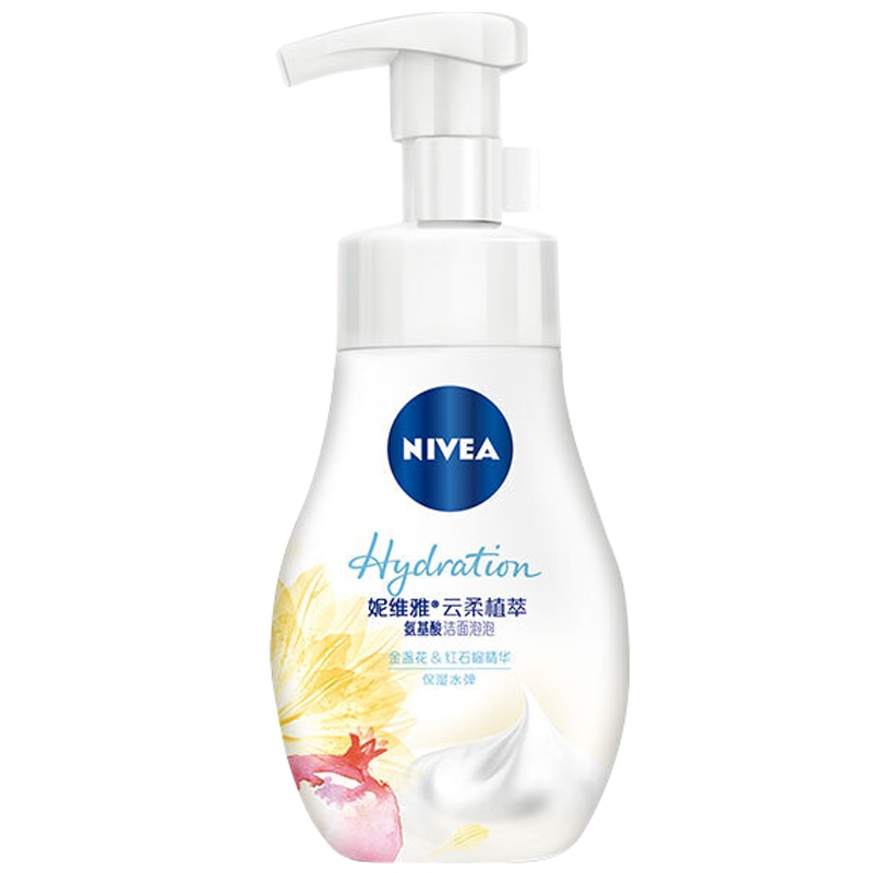 妮维雅(NIVEA)云柔植萃氨基酸洁面泡泡洗面奶180ml(氨基酸洁面 保湿水弹 护肤化妆品)