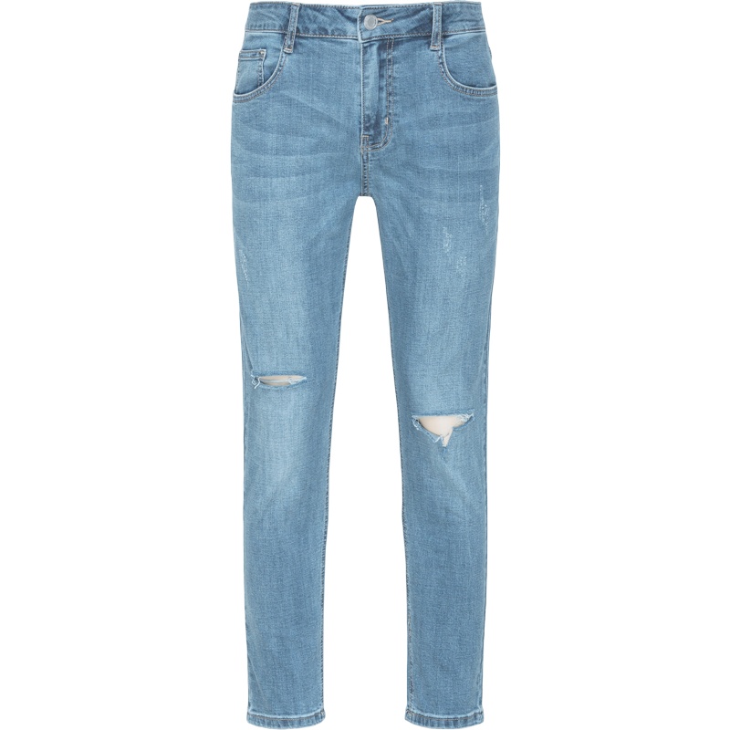 【满198减100预估价：65】Semir森马牛仔裤男2019春秋弹力小脚九分裤复古破洞乞丐裤男装潮