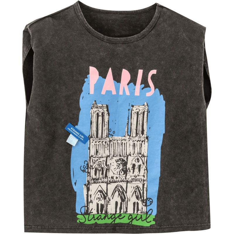 OtherMix美式辣妹设计感上衣2021年夏季新款港风无袖印花背心女