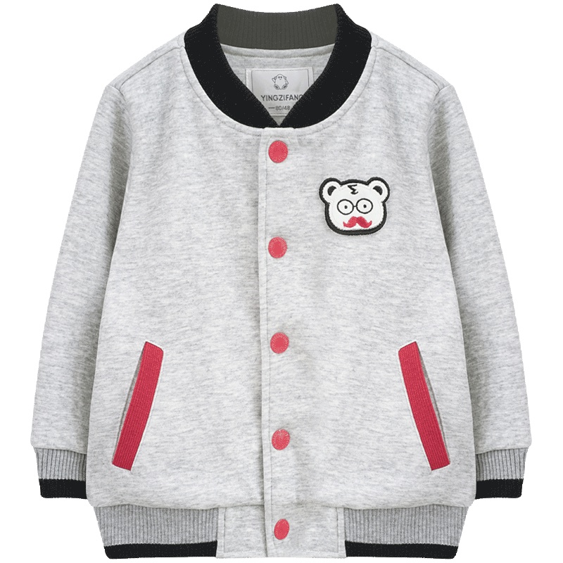 婴姿坊男童时尚卡通印花休闲外套 灰色 80-120cm 1-6岁宝宝