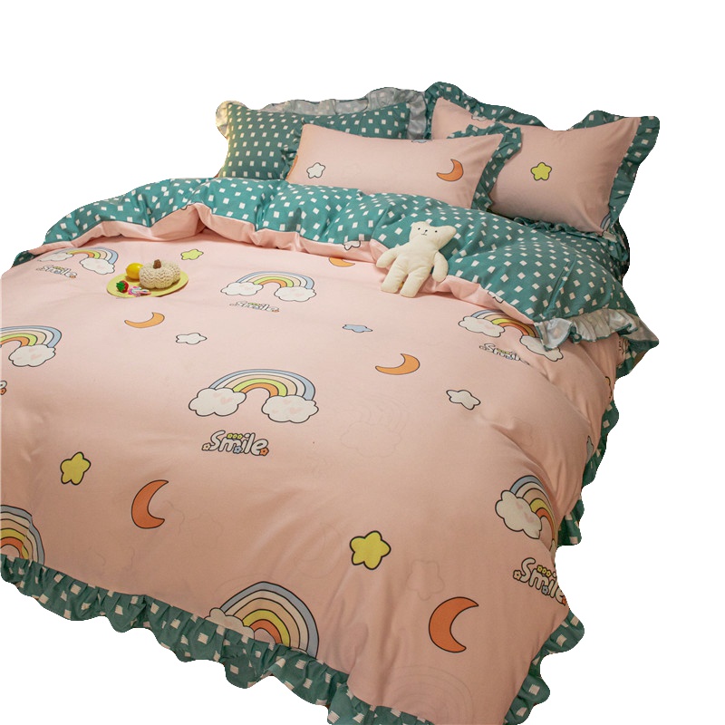 南极人(NanJiren)家纺 韩版公主风四件套ins床单被套1.8m床少女心公主风床上用品