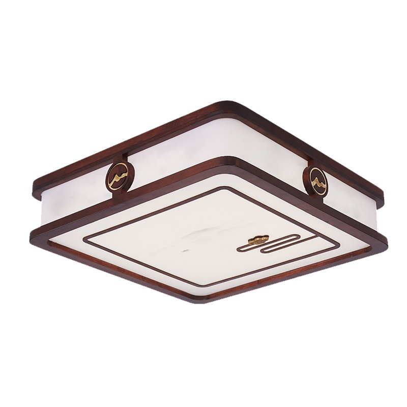 华阁 中式客厅吸顶灯中国风LED大气实木亚克力长方形餐厅卧室书房灯具8855