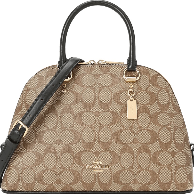 COACH 蔻驰SIERRA SATCHEL 女士斜挎包 贝壳包 字母马车标织物F2558金扣