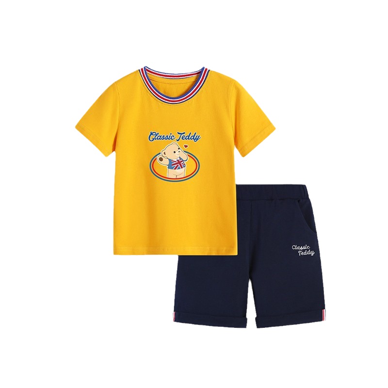 精典泰迪男童短袖套装2021夏季新款儿童洋气两件套宝宝薄款夏装运动服