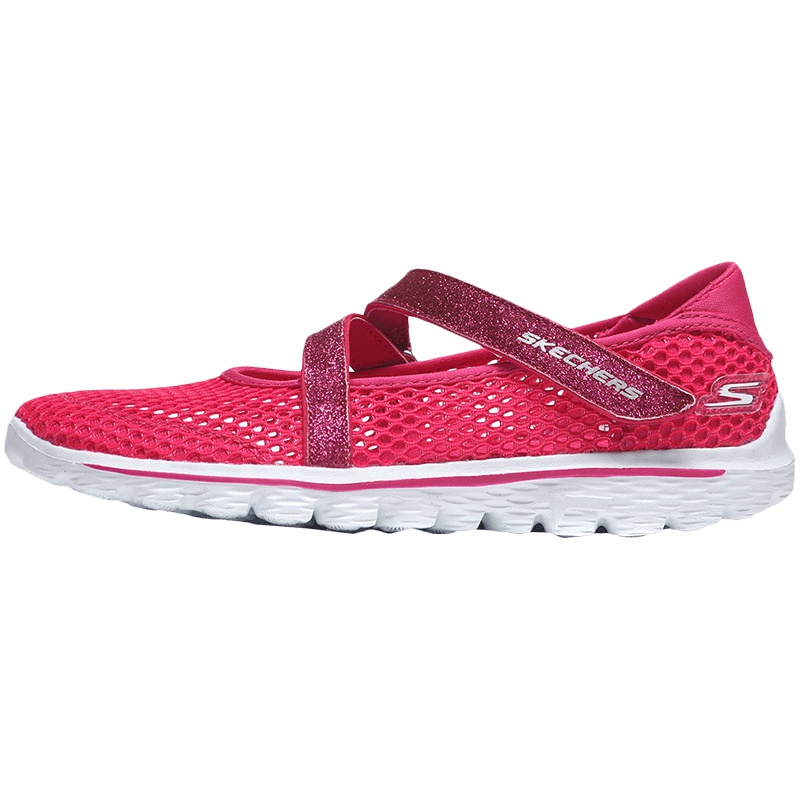 Skechers斯凯奇女童休闲鞋GO WALK 2软底玛丽珍鞋81166L 81166L/HPK桃红色