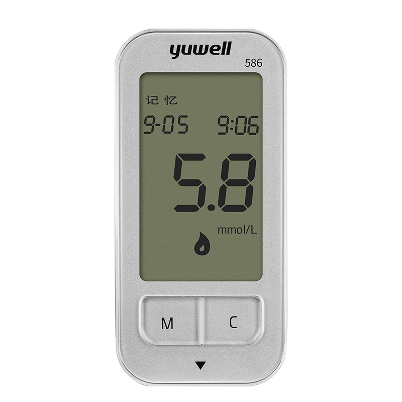 鱼跃（YUWELL）血糖仪586家用全自动智能免调码家用血糖测试仪滴入式（赠采血笔+50片试纸+50支采血针)