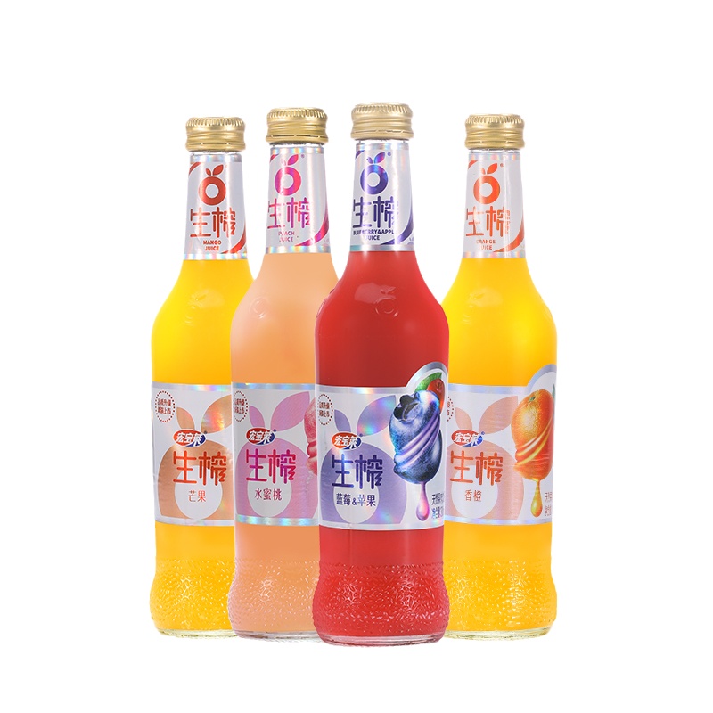 宏宝莱 生榨果汁(蓝莓&芒果&水蜜桃&香橙4种口味) 300ml*12玻璃瓶装