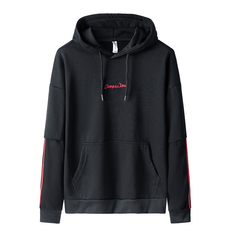 三弦(LA CORDE)秋季2019新款圆领卫衣男潮流学生简约休闲宽松套头假两件男士外套