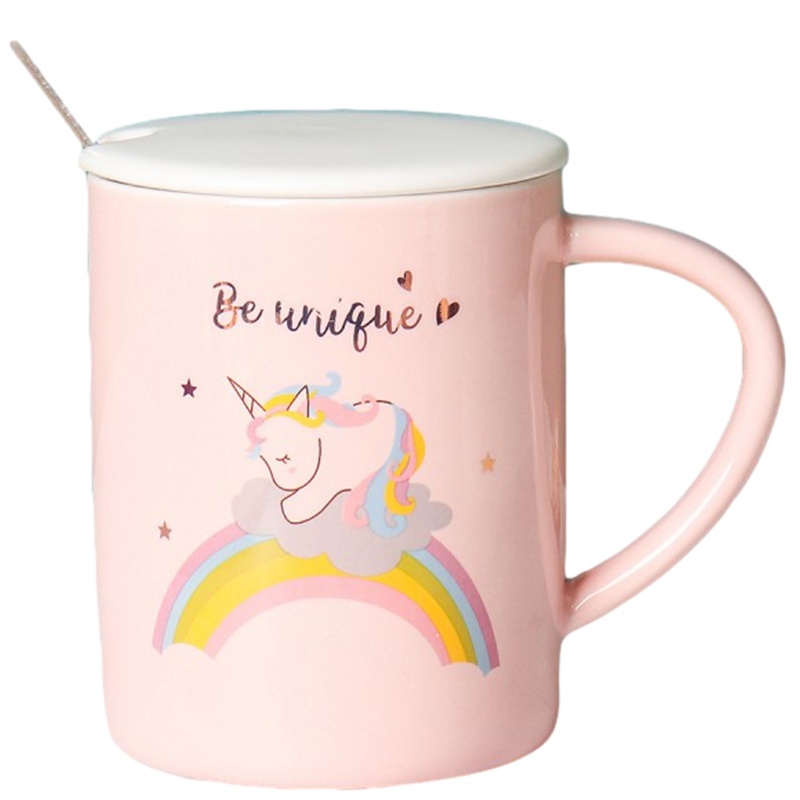 贝瑟斯 咖啡杯套装创意个性陶瓷马克杯大容量带盖勺低骨瓷少女心喝水杯子