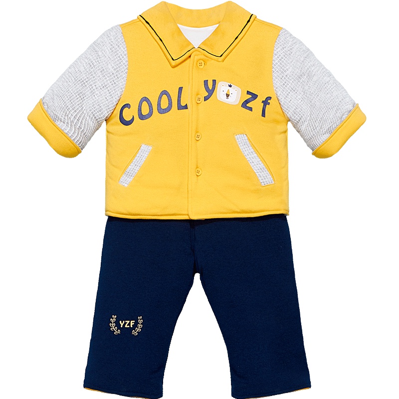 婴姿坊男童冬装套装冬季童装儿童加厚夹棉两件套韩版潮