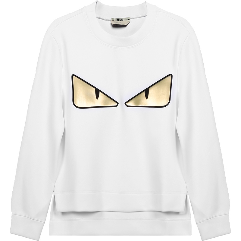 FENDI 女士Bag Bugs眼睛图案锦纶圆领长袖卫衣运动衫 FAF089 A47B