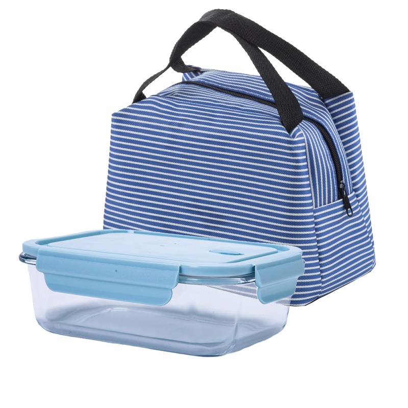 保鲜盒套装 XTL1080 玻璃保鲜饭盒两件套保鲜耐热便当盒(410ML*2+拎袋)(套)