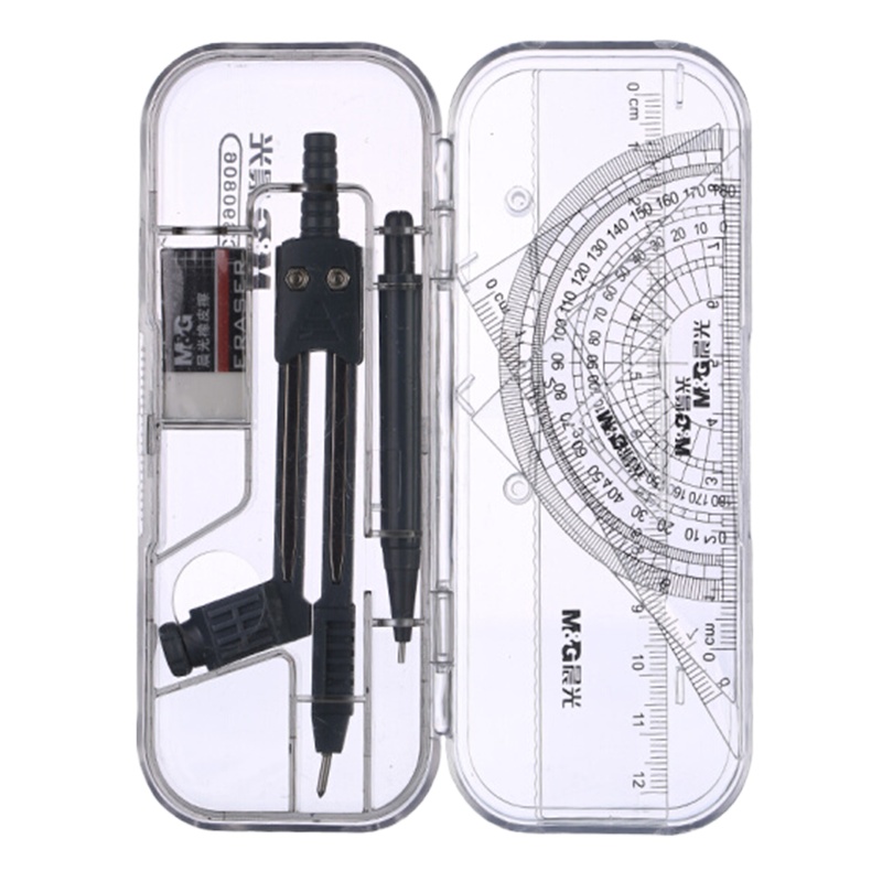晨光(M&G) ACS90806 文具学生考试绘图套装(圆规+橡皮+自动铅笔+套尺四件套)学习用品组合装 7件套