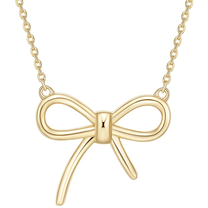 周大生银项链 S925日韩风蝴蝶结锁骨链 简约气质吊坠 送女友礼物