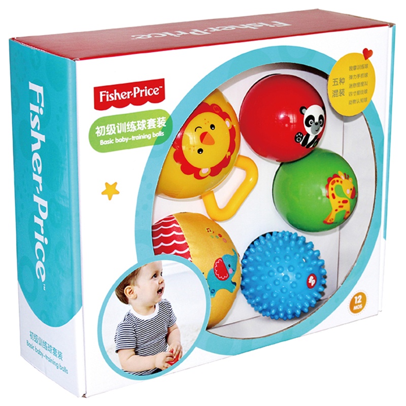 费雪儿童手抓球12-36个月宝宝训练球皮球按摩球捏捏球玩具球套装