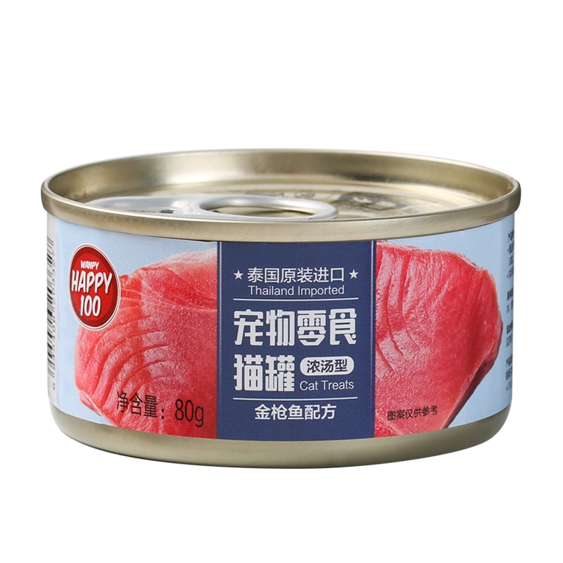 顽皮Happy100宠物零食 猫罐 金枪鱼配方浓汤型80g*12