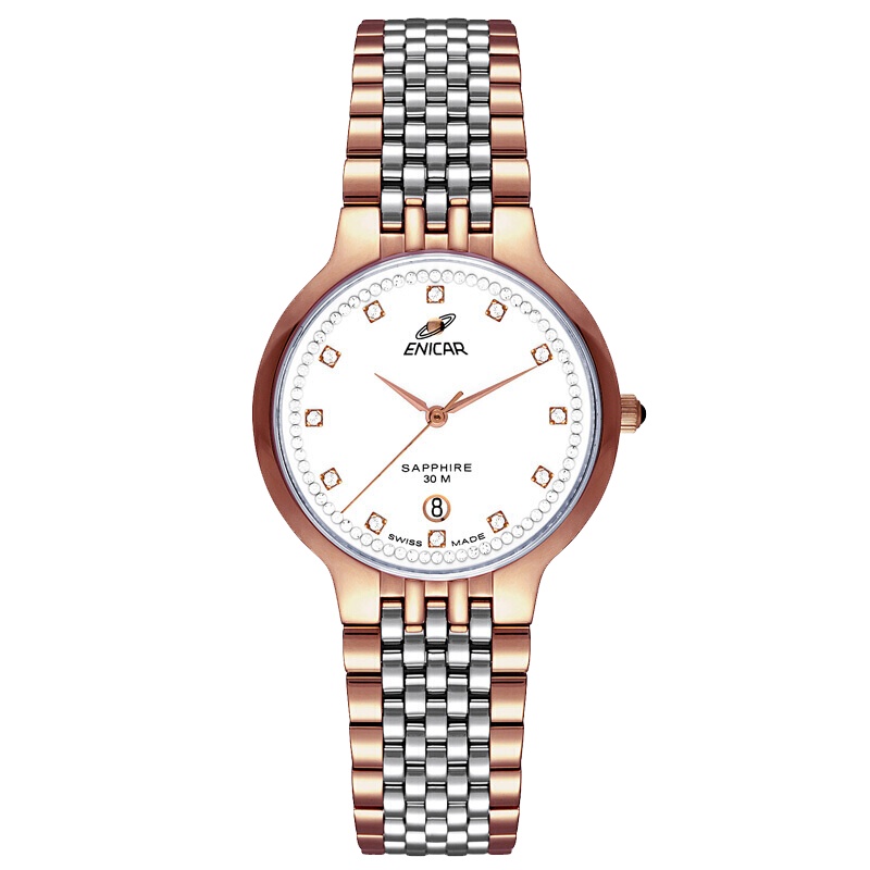 英纳格(ENICAR)石英纳米系列时尚简约休闲商务钢带石英男士手表955/33/2772GP