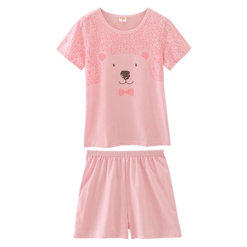 都市丽人2019春舒适时尚圆领休闲短袖睡衣女士家居服套装1H8202