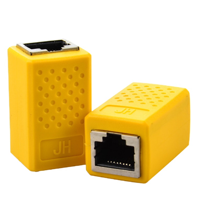 晶华 RJ45网线连接器 网线对接头连接头 5类6类7类网络连接线延长器 双通头直通头模块 黄色 单个装