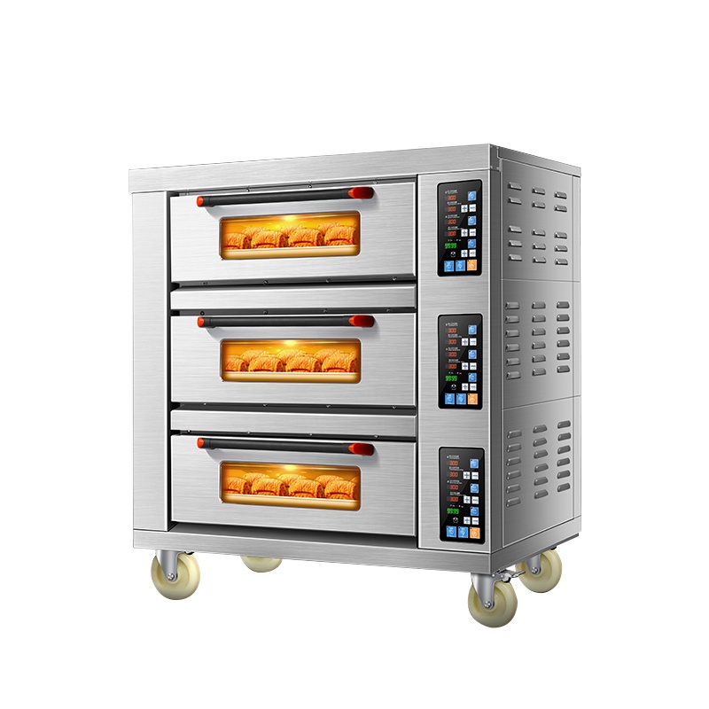 乐创Lecon 电烤箱商用二层四盘蛋糕披萨面包生蚝大容量烘焙电烤炉 三层六盘 微电脑控温 [380V]