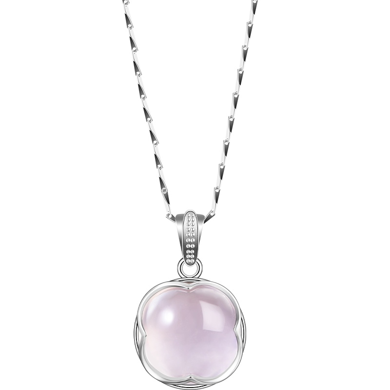 iSTONE/石头记冰种粉晶项链925银项链女粉水晶芙蓉石吊坠女士款